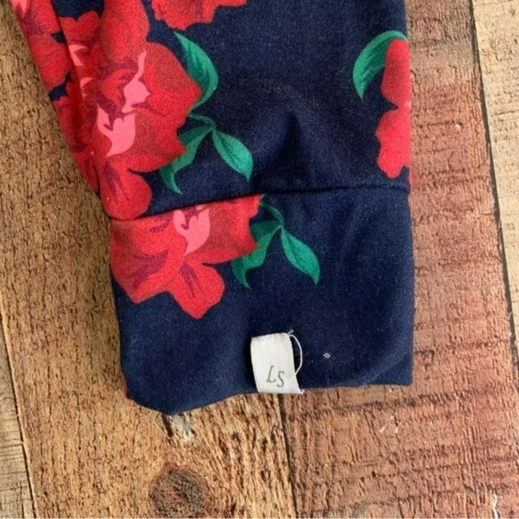 Little statements girls floral romper in blue and red -3T - Picture 3 of 6